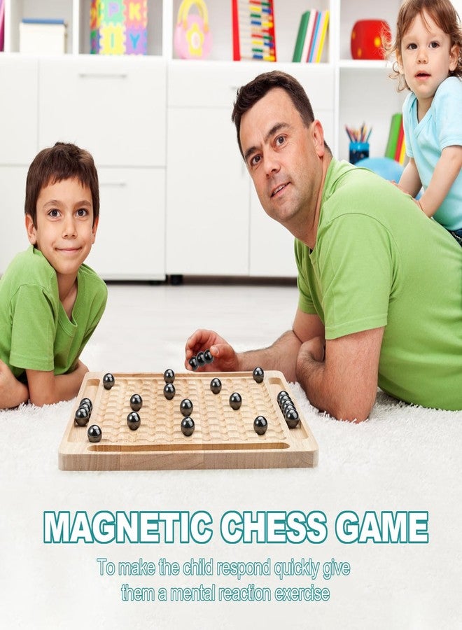 Zelbuck Magnet Game,Magnetic Chess Game,Table Top Magnetic Chess Fun Family Games for Kids and Adults,Magnetic Rocks Game Puzzle Toy Family Party Strategy Game for Boys and Girls, Wood - Image 5